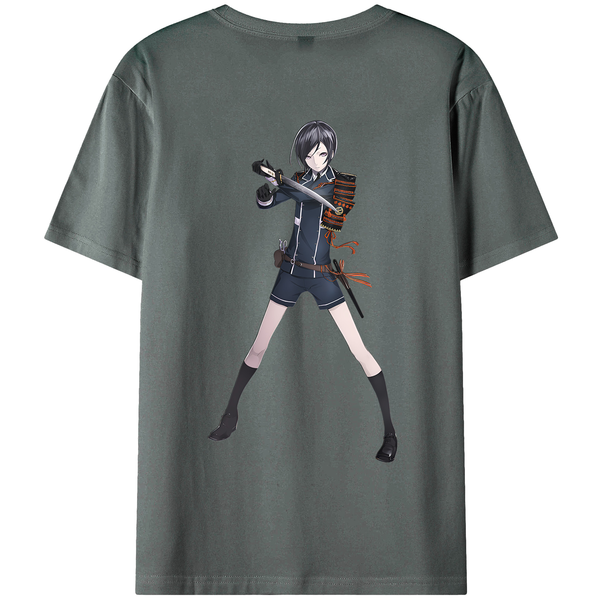 （画像用） 刀剣乱舞 Touken Ranbu 綿100％ メンズ半袖Tシャツ（バックプリント） 通気性